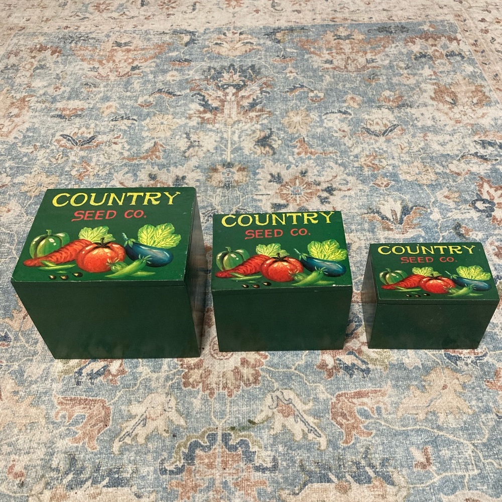 Country seed co. Painted nesting boxes set of 3